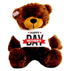 2 feet brown teddy bear wearing Happy Mothers Day T-shirt